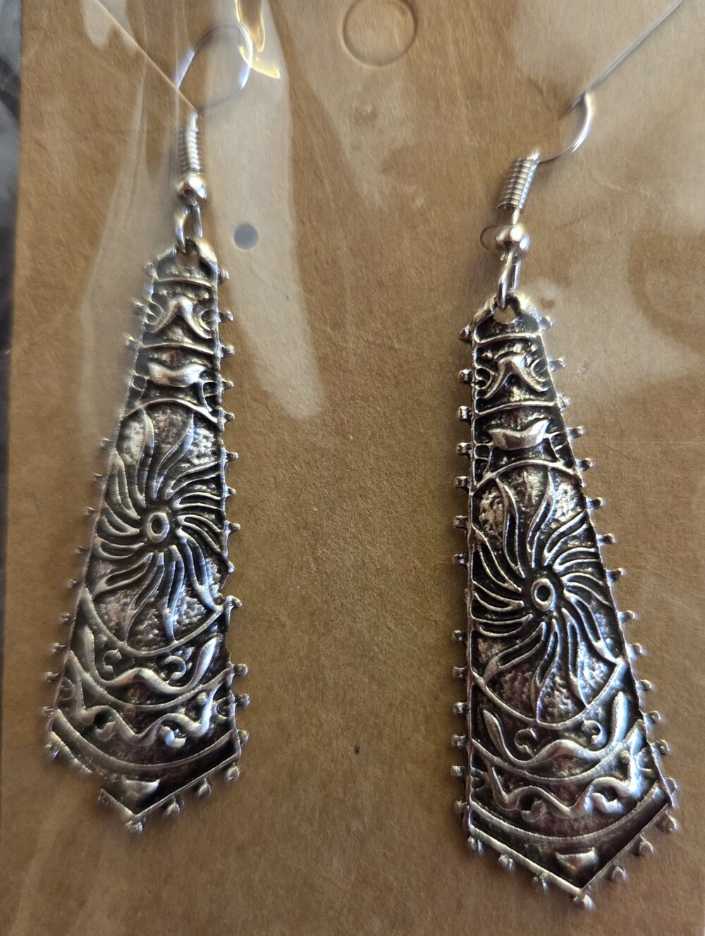 Bohemian Silver-Tone Filigree Drop Earrings